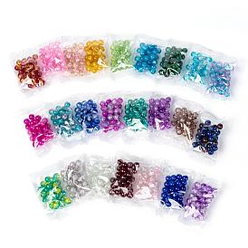 24 Colors Spray Painted Crackle Glass Beads, Round