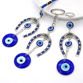 Chimei Turkish blue eyes jewelry devil's eye pendant metal horseshoe shape wall hanging car hanging decoration