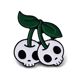 Aloloy Brooches, Enamel Pins, Cherry with Skull