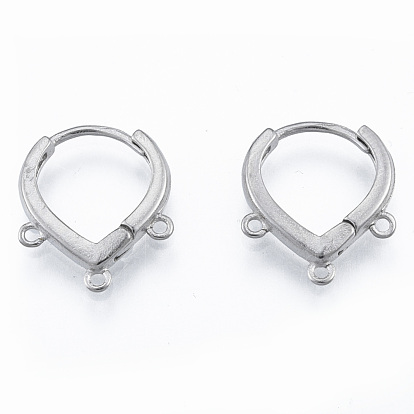 304 Stainless Steel Hoop Earrings Findings, with Horizontal Loops, Teardrop