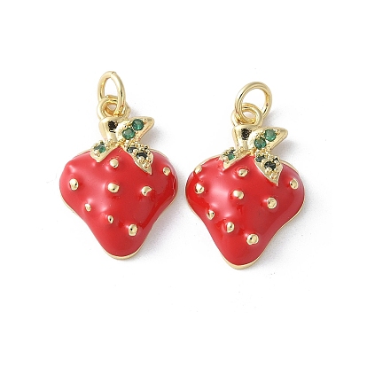 Латунь эмаль подвески, с целью перехода в кольце, без кадмия и без свинца, клубника прелести, реальный 16 k позолоченный