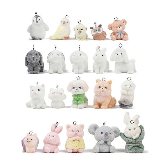 Подвески из непрозрачной смолы с рисунком животных, с железной платиной петлей