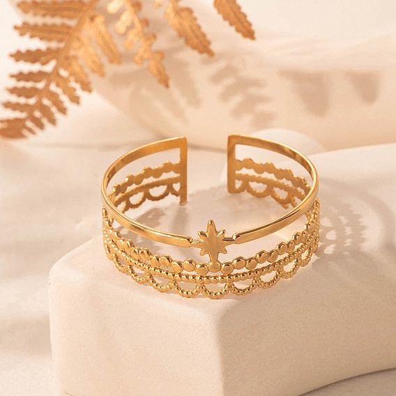 304 женские браслеты-манжеты из нержавеющей стали, звезда