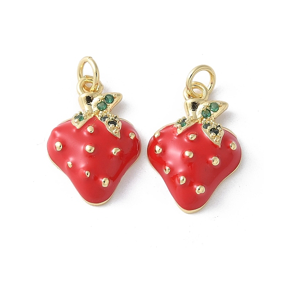 Латунь эмаль подвески, с целью перехода в кольце, без кадмия и без свинца, клубника прелести, реальный 16 k позолоченный
