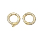 Brass Micro Pave Clear Cubic Zirconia Spring Gate Rings, O Ring, Long-Lasting Plated, Rack Plating, Lead Free & Cadmium Free