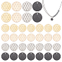 40Pcs 4 Colors PVD Vacuum Plating Stainless Steel Pendants, Flat Round