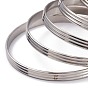 7Pcs Women's Simple Fashion Textured Vacuum Plating 304 Stainless Steel Stackable Bangles