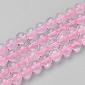 Naturel a augmenté perles de quartz brins, ronde