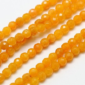 Natural Topaz Jade Bead Strands, Faceted Round