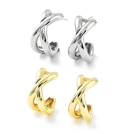 Letter X Rack Plating Brass Studs Earrings for Women, Long-Lasting Plated, Lead Free & Cadmium Free