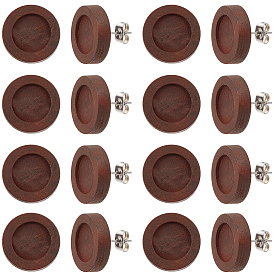 40шт. деревянные серьги-гвоздики, плоские круглые серьги, с 304 штифтов из нержавеющей стали