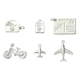 6 шт. 6 стили латунные микропаве прозрачные кубические циркониевые подвески, без кадмия и без свинца, долговечный, стойки покрытие, с целью перехода в кольце, разнообразные