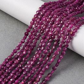 Natural Ruby Beads Strands, Faceted, Flat Round
