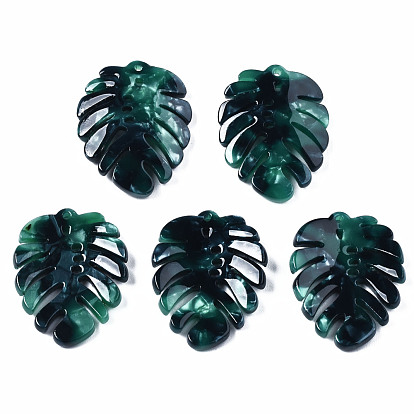 Opaque Cellulose Acetate(Resin) Pendants, Leaf