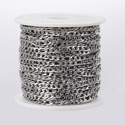 Ion Plating(IP) 304 Stainless Steel Figaro Chains, Unwelded, with Spool