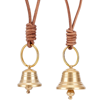 2шт. латунный колокольчик подвесной декор, с 2шт. латунных застежек из коровьей кожи для брелков
