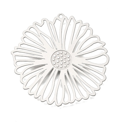 304 подвески из нержавеющей стали, прелести подсолнуха, гравированные металлические украшения