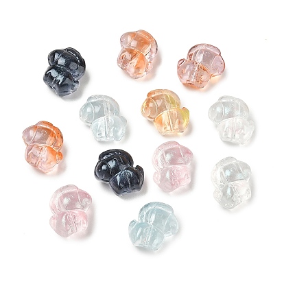 Perles de verre transparentes avec peinture à cuisson, cheval, avec de la poudre de paillettes