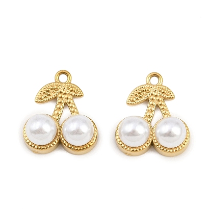 304 подвески из искусственного жемчуга из нержавеющей стали и АБС-пластика, вишня, ионное покрытие (ip)