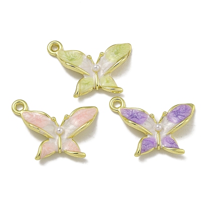 Стойки обшивки сплава эмали подвески, с искусственным жемчугом, без свинца, без кадмии и без никеля, золотые, очарование бабочки