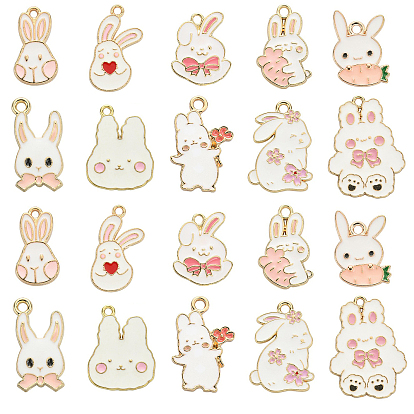 50 шт 10 стили подвески из сплава эмали, кролика прелести, золотой свет