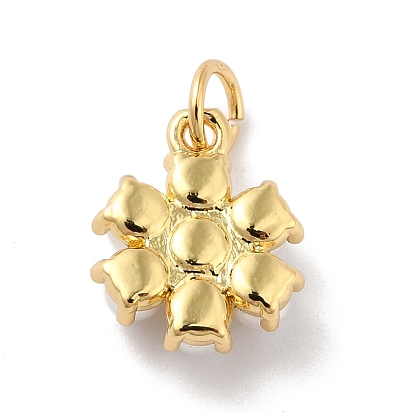 Rack Plating Brass Pendants, with Pearl, Cadmium Free & Lead Free, Flower