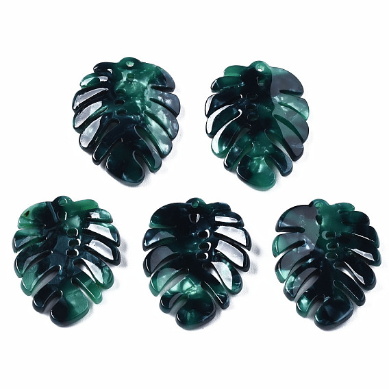 Opaque Cellulose Acetate(Resin) Pendants, Leaf