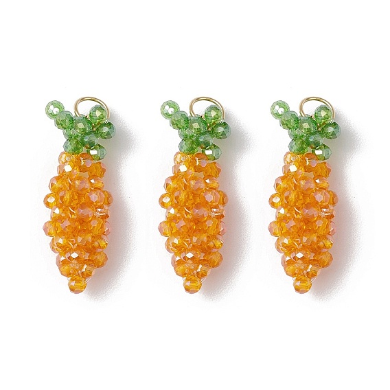 Подвески гальванизируйте стекла, морковь, с золотыми 304 открытыми соединительными кольцами из нержавеющей стали, граненые