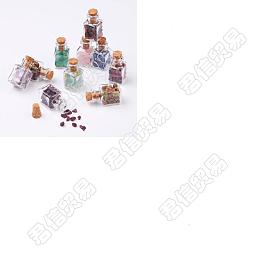 PandaHall Elite 10Pcs Glass Wishing Bottle Decorations, with Natural Mixed Stone Chips Inside and Cork Stopper
