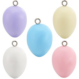 10 шт 5 цвета пасхальная тематика деревянные подвески с распылением краски, Подвески в виде пасхальных яиц с железными петлями платинового цвета