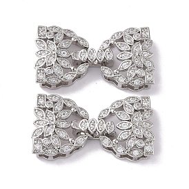 Латунное микропейв, прозрачный кубический цирконий, складные застежки, без кадмия и без свинца, бантом