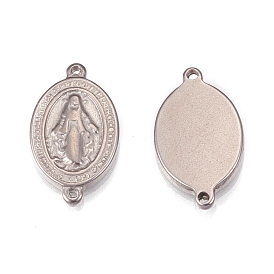 304 Stainless Steel Links Connectors, Oval with Jesus, for Easter