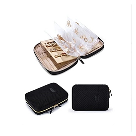 Rectangle Velvet Jewelry Box, Travel Portable Jewelry Case, Zipper Storage Boxes, for Necklaces, Rings, Earrings and Pendants