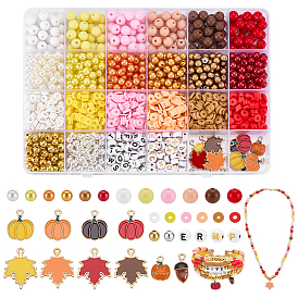 Наборы для самостоятельного изготовления осенних украшений, в том числе акриловые бусины, абс пластиковая жемчужина, Полимерная глина бисера, Подвески из эмали и сплава