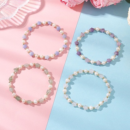 Браслеты из натуральных и синтетических драгоценных камней, натурального культивированного пресноводного жемчуга и бусин из бобов для женщин, звезда