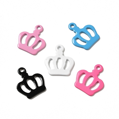 Spray Painted 201 Stainless Steel Charms, Crown Charm