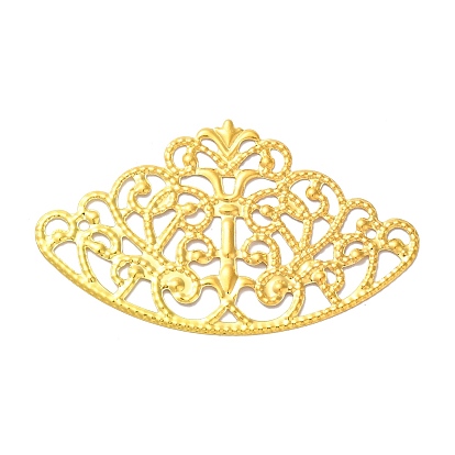 Iron Filigree Joiners, Etched Metal Embellishments, Crown Flower