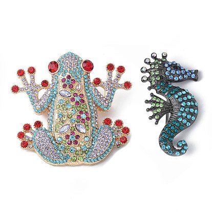 Броши из цинкового сплава со стразами, красочный