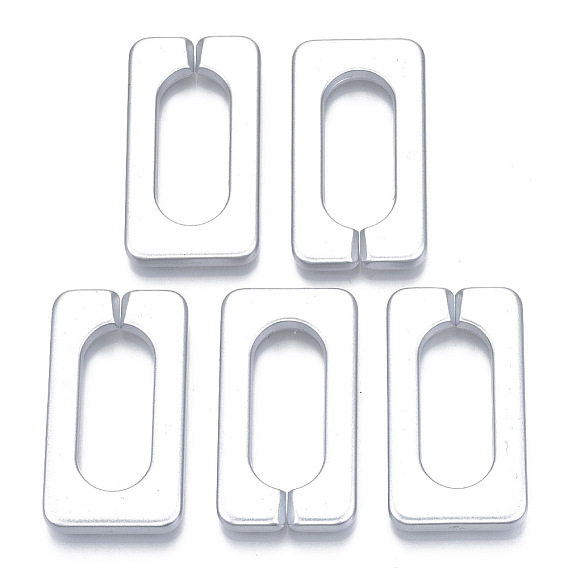 Opaque Spray Painted Acrylic Linking Rings, Quick Link Connectors, for Cross Chains Making, Rectangle