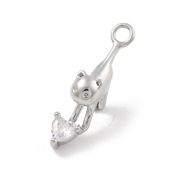 Латунные микро проложить кубического циркония подвески, без кадмия, без никеля и без свинца, подвески в форме кошки