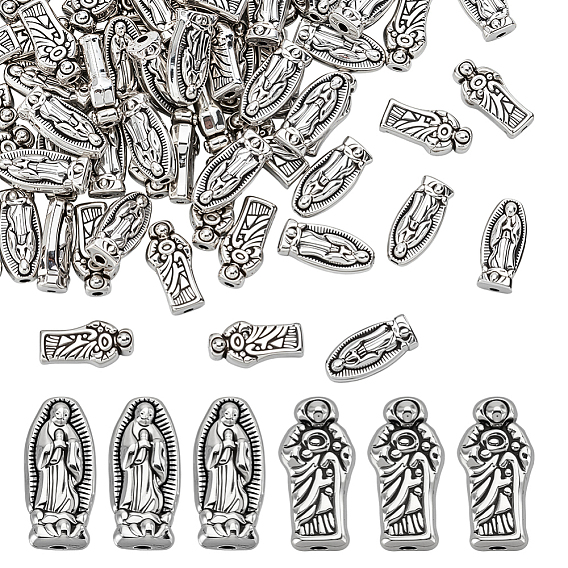 100 шт 2 стили бусины из сплава в тибетском стиле, без кадмия и без свинца, Дева Мария