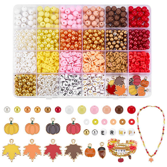 Наборы для самостоятельного изготовления осенних украшений, в том числе акриловые бусины, абс пластиковая жемчужина, Полимерная глина бисера, Подвески из эмали и сплава