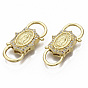 Brass Micro Pave Clear Cubic Zirconia Clasps, Nickel Free, Saint