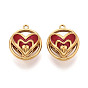 304 нержавеющей стальной эмали подвески, сердце прелести, полый, ионное покрытие (ip), реальный 18 k позолоченный