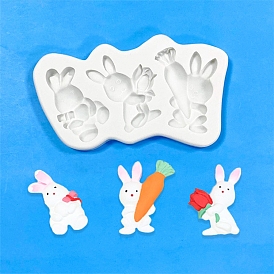 Easter Themed Food Grade Fondant Silicone Molds, For DIY Cake Decoration, Chocolate, Candy, Rabbit