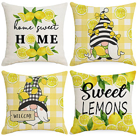 Summer Lemon Series Linen Printed Pillowcase Car Sofa Home Fabric Pillowcase
