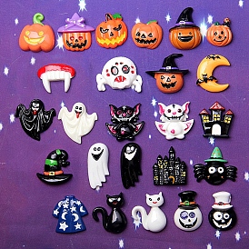 Halloween Themed Opaque Resin Cabochons, for Jewelry Making