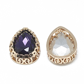 Шить на горный хрусталь, многожильных ссылки, стекло горный хрусталь, с легкими золотыми тонами латуни, аксессуары для одежды, капля