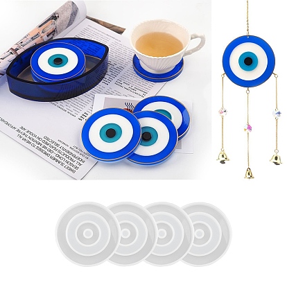 DIY Evil Eye Cup Mat Silicone Molds, Resin Casting Molds, Clay Craft Mold Tools, Flat Round