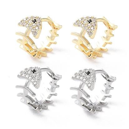 Латунные микро проложить серьги обруча кубического циркония, рыбьей костью